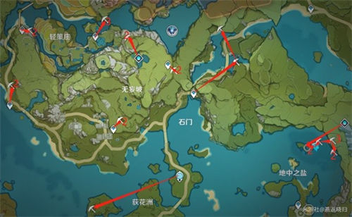 原神3.3璃月石珀采集路线图